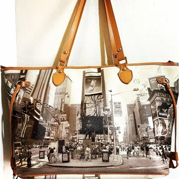Borsette print PVC leather tote handbag - Picture 1 of 9